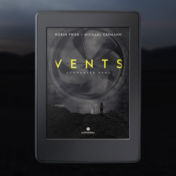 Ein eBook-Reader, der das Vents-Cover zeigt